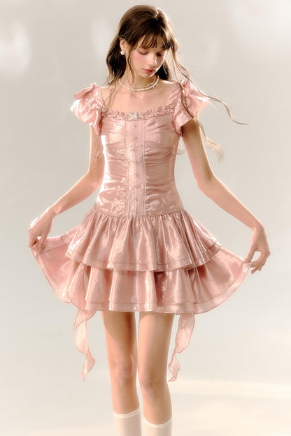 Birthday Cake Pink Pleated Dress