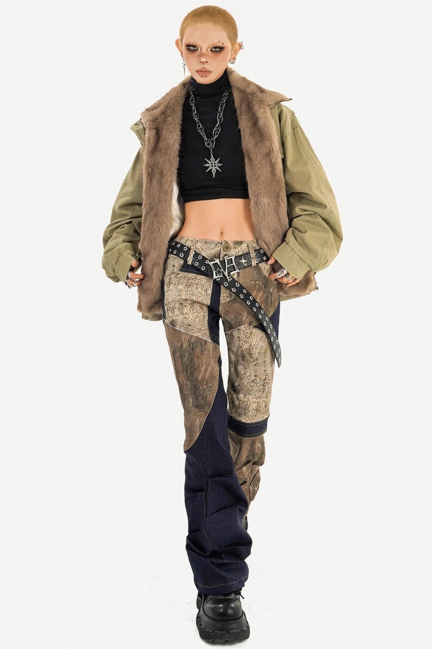 Punk Fur Collar Cotton Jacket