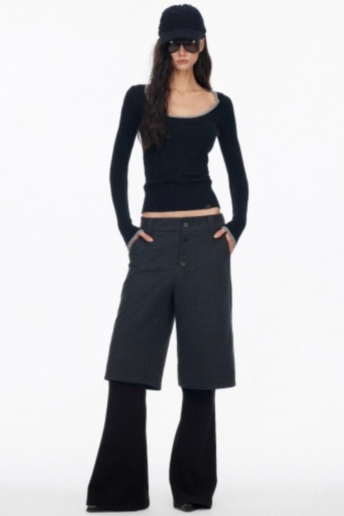 High-End Layered Bootcut Pants