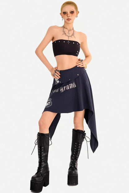 American Retro Irregular Hem Skirt