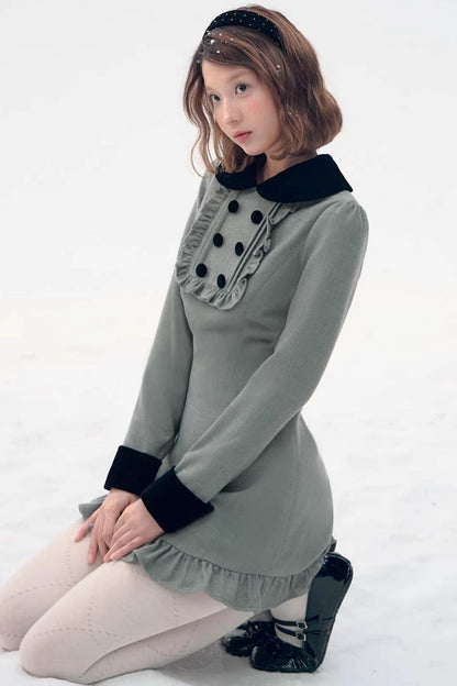 Red Plaid Velvet Dress