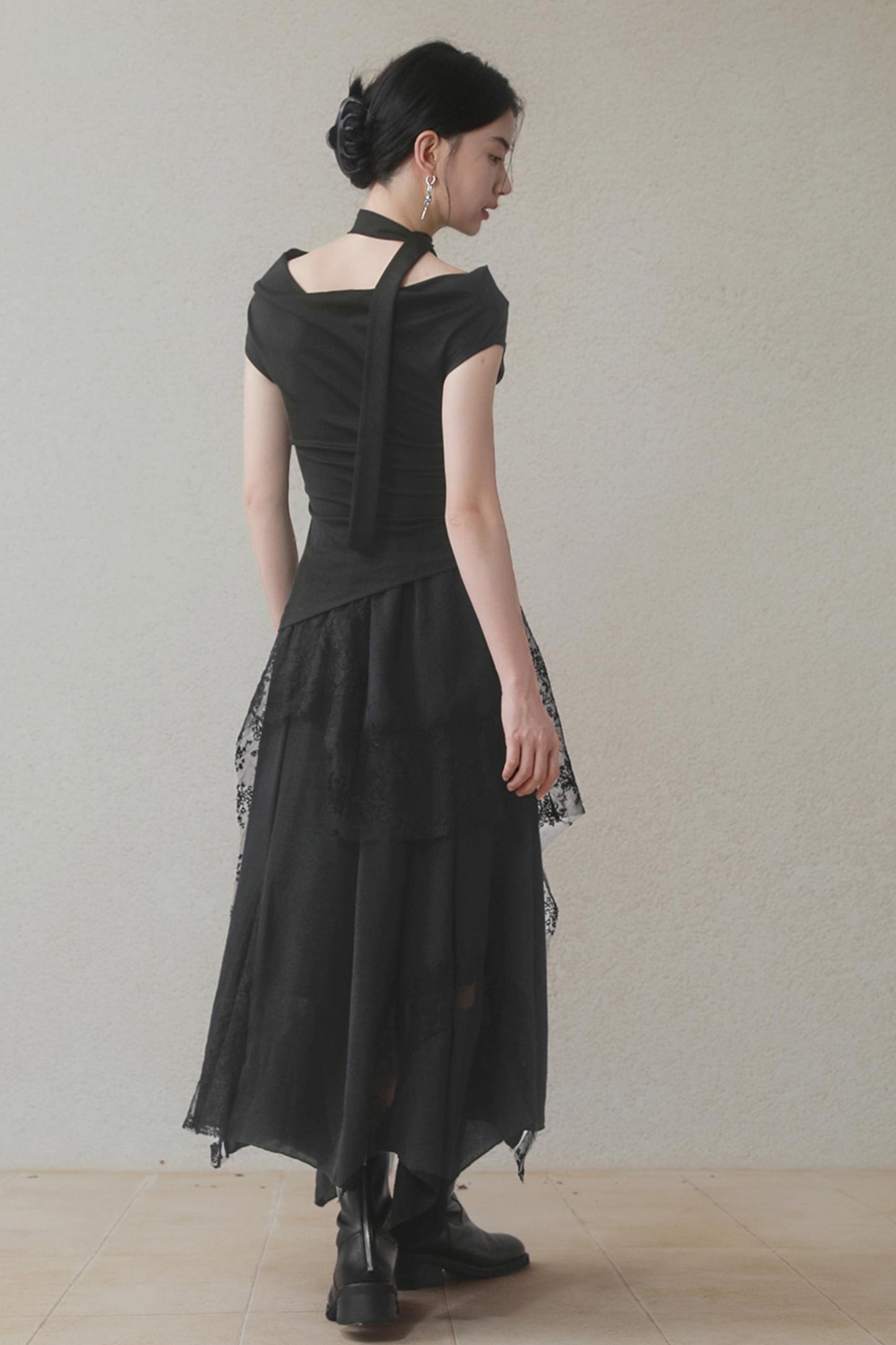 Dark Lace Midi Skirt