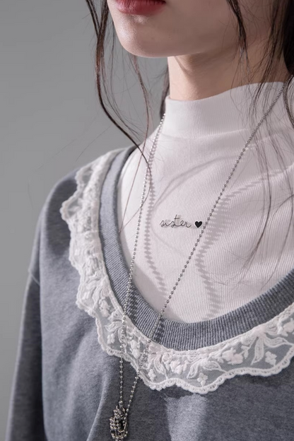 Chenwu Gray Pleated Skirt Sweatshirt Set