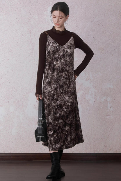 Chestnut Tie-Dye Slip Dress