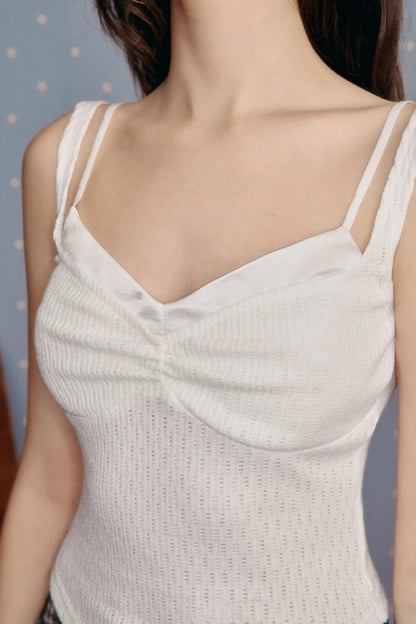 Satin Splicing Slim Vest