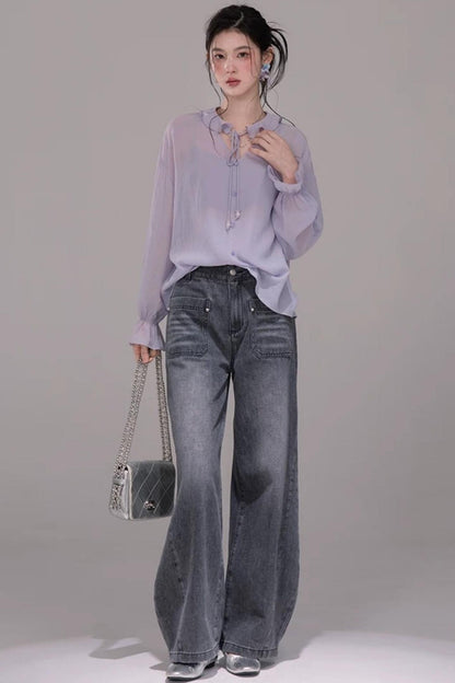 Acetate Deep Purple Blouse Set