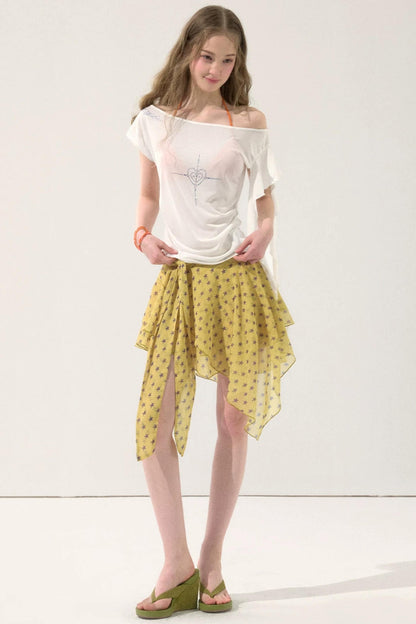 Retro Asymmetrical Tie Skirt