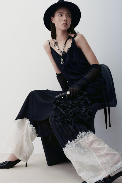 Dark Silk Butterfly Wings Slip Dress