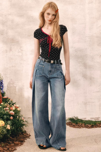 Summer Pleated Denim Pants