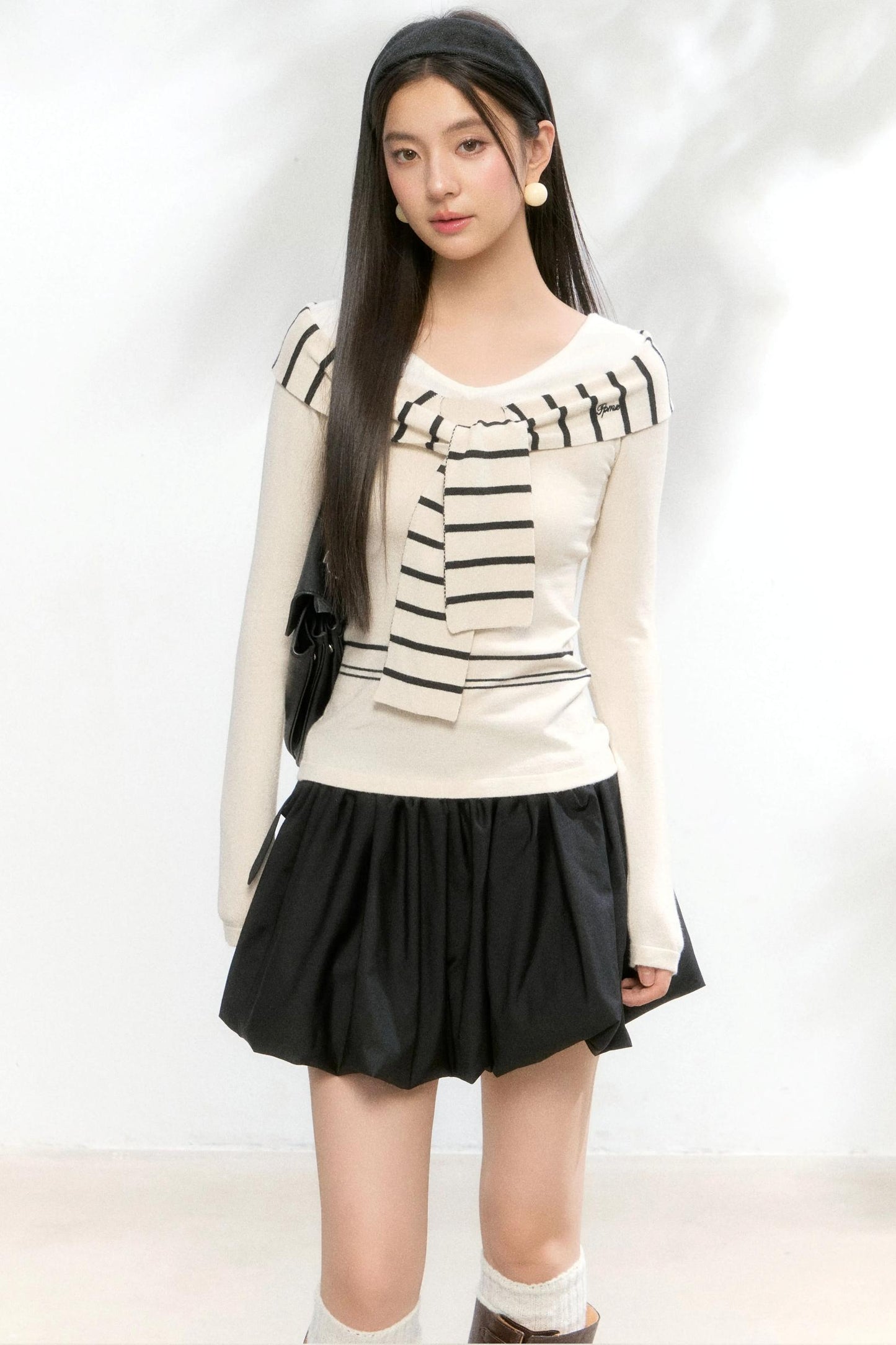 Striped Autumn Knitwear Top Set-Up
