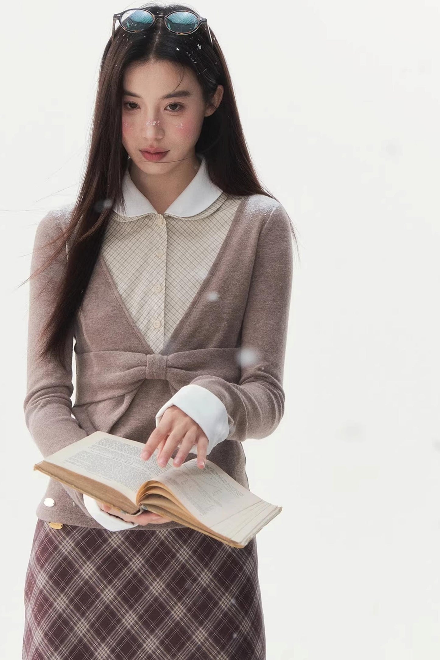 Doll Collar Faux Three-Piece Design Top