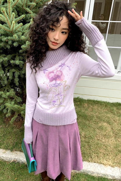 Flowers in Bloom Purple Sweater