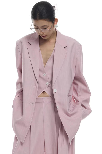 Light Pink Striped Blazer Jacket