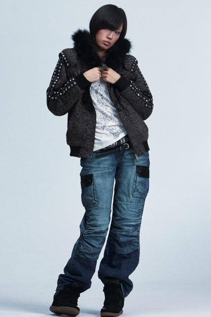 Leopard Print Hooded Jacket Set-Up