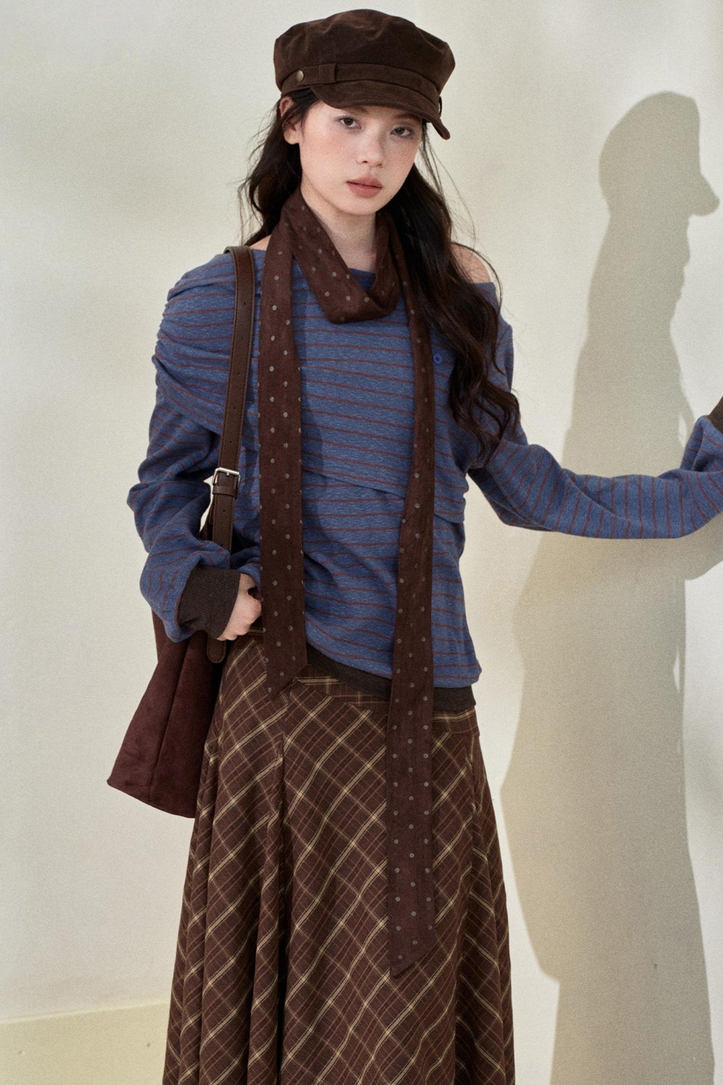 Retro Striped Off-Shoulder Top