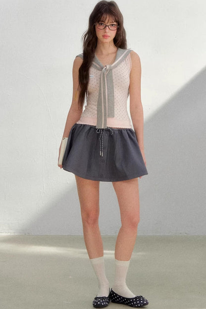 Navy Polka Dot Knit Vest