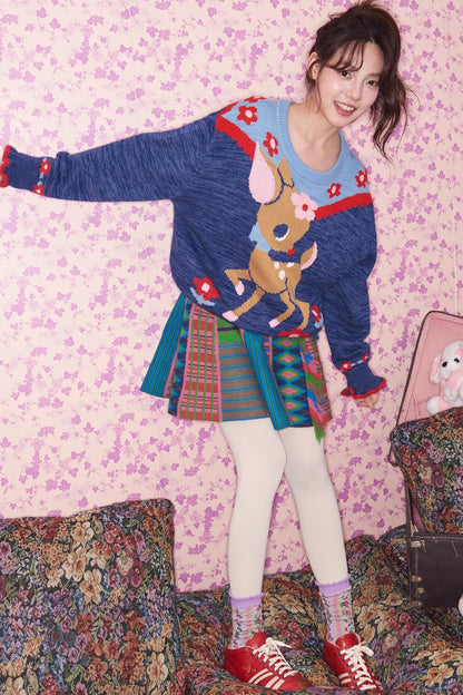 Colorful Ethnic Knitted Skirt