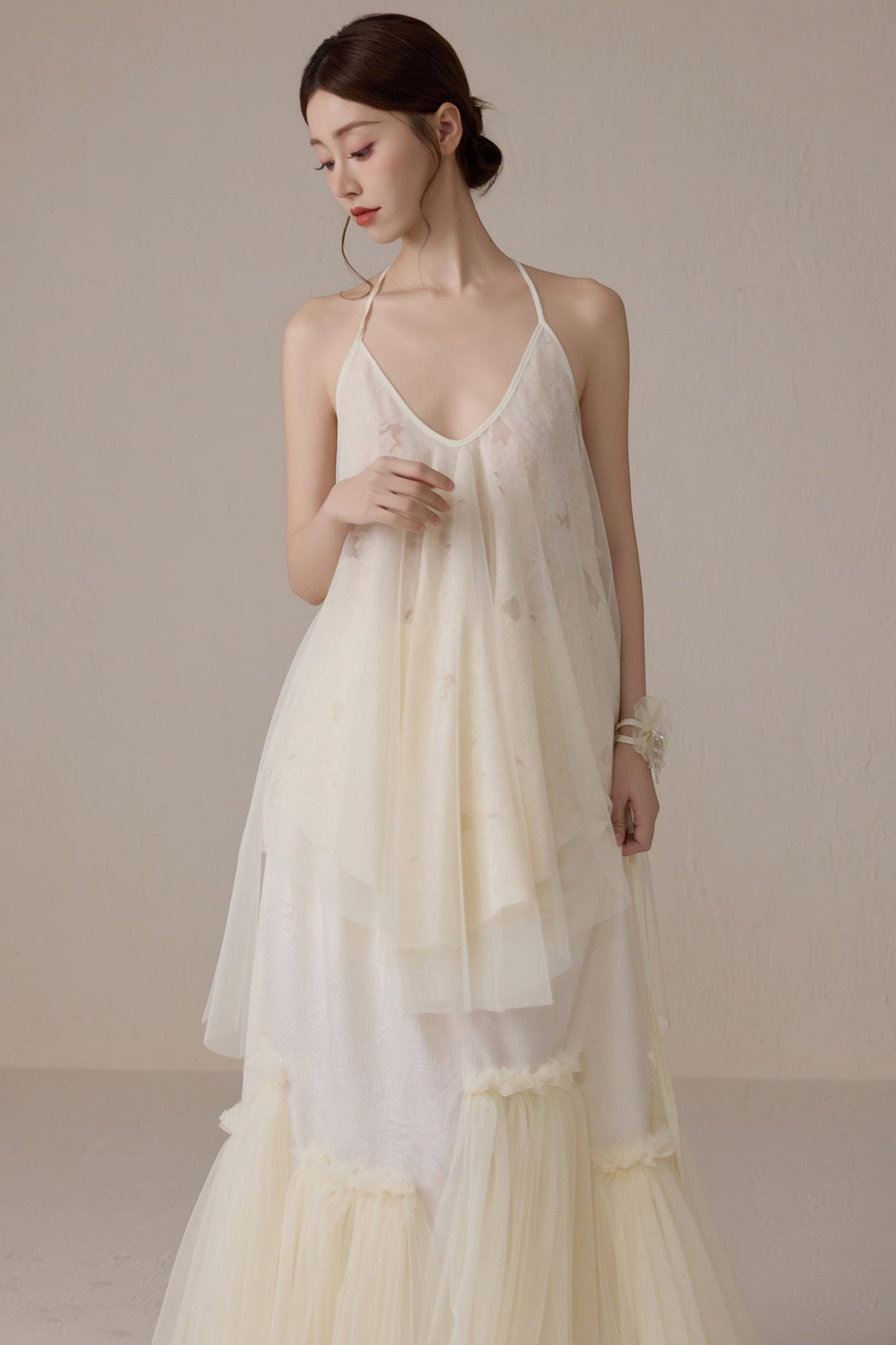 Floral Mesh Tie Neck Camisole