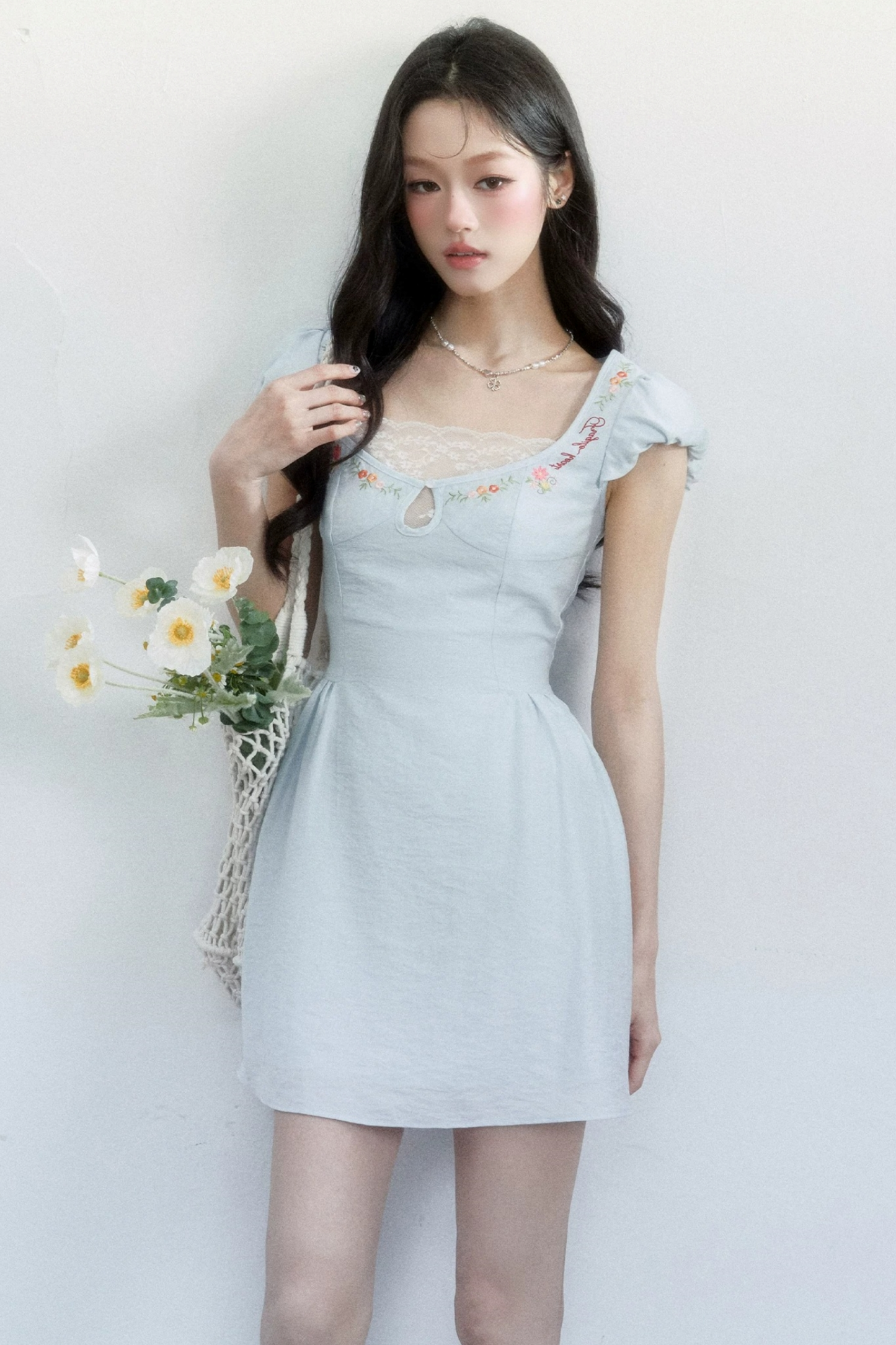 Summer Lace Embroidered Short Dress