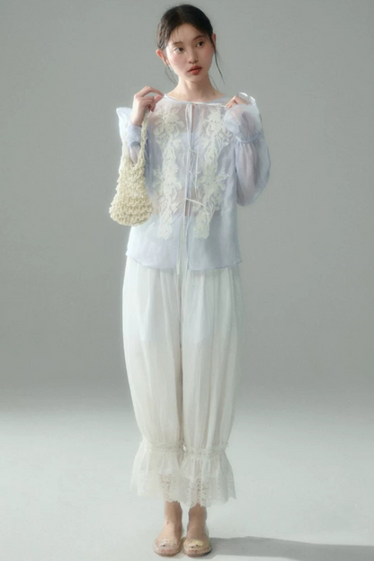 Embroidered Tencel Linen Blouse
