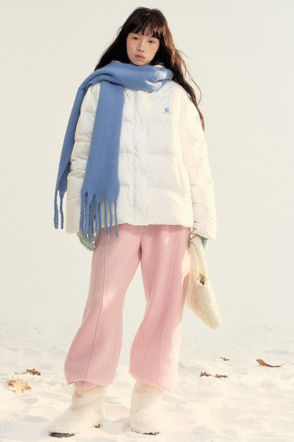 Pink Woolen Drawstring Casual Pants