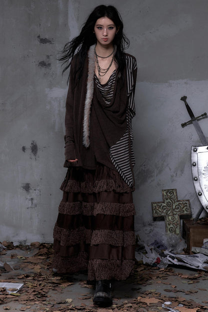 Lace Suede Tassel Skirt