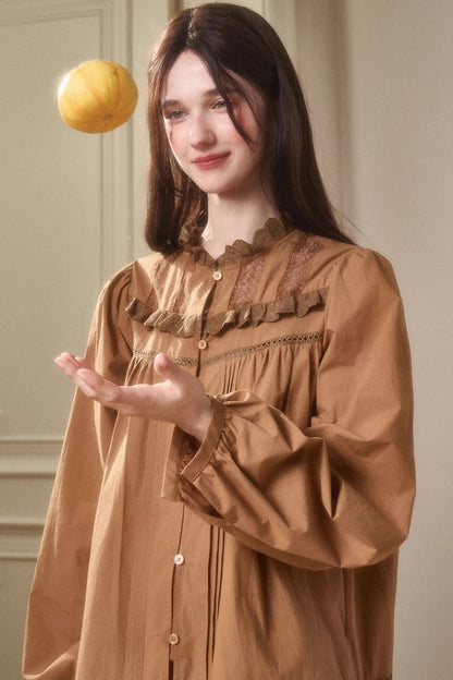 Cotton Lace Shirt With Skirt Set-Up