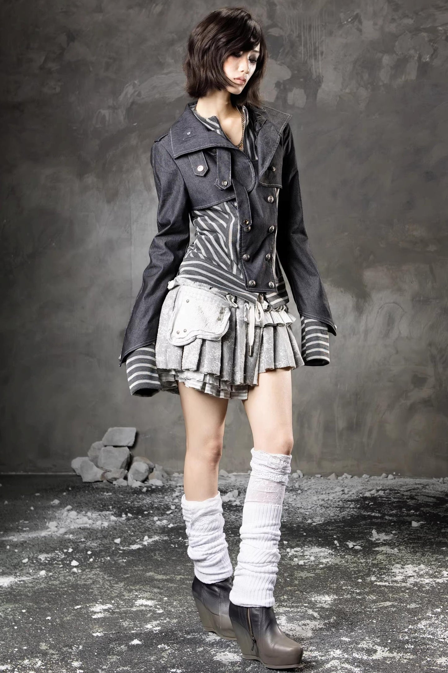 Denim Patchwork Striped Jacket