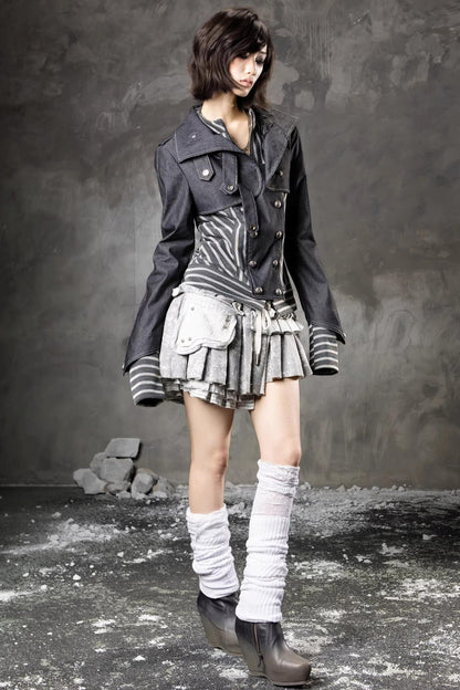 Denim Patchwork Striped Jacket