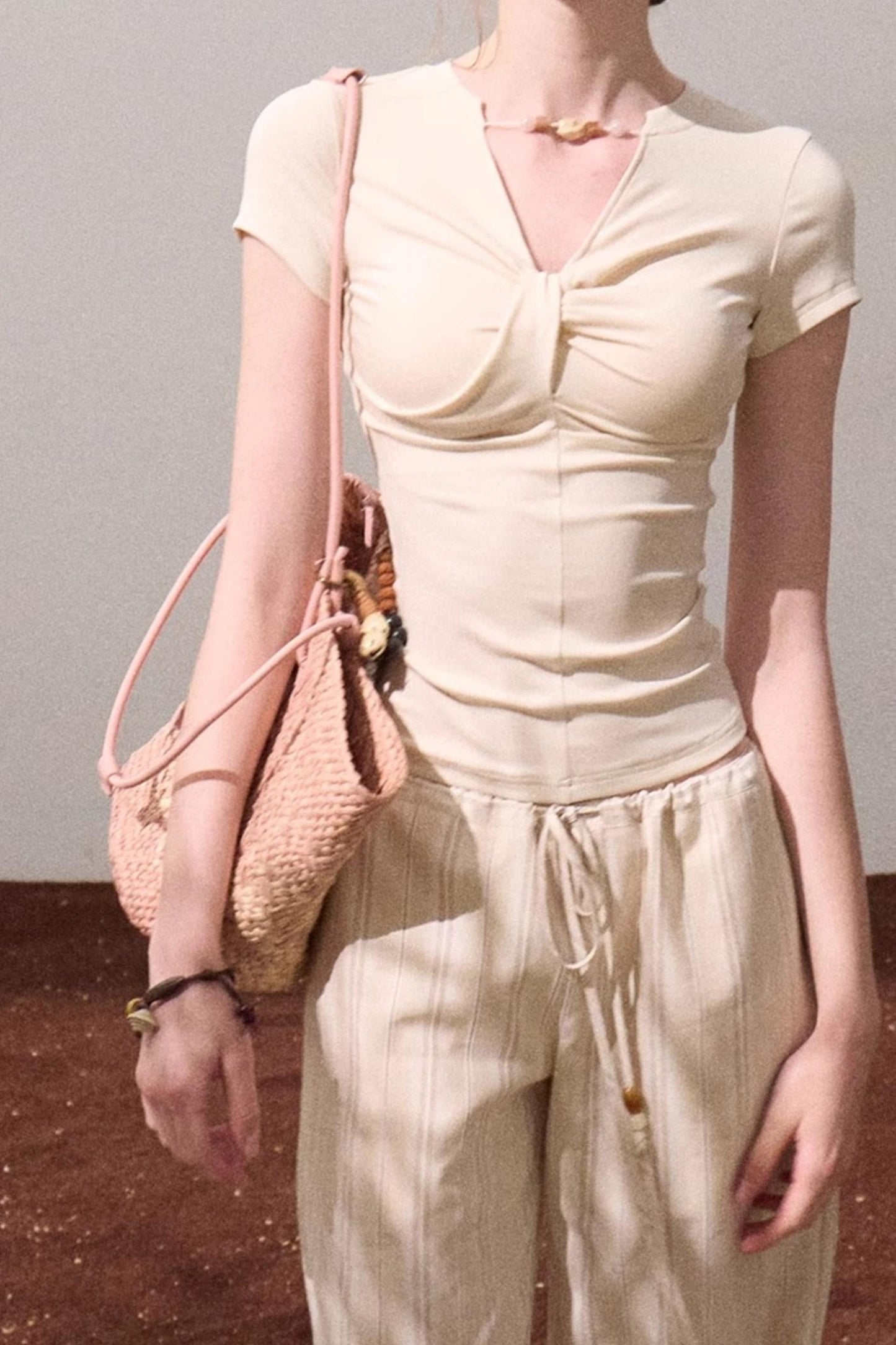 V-Neck Beaded T-Shirt