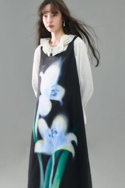 Rose Ruffled Long-Sleeved Shirt