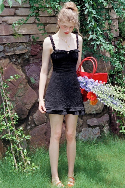 Ruffled Lace A-line Slip Dress