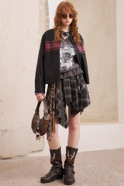 Rose Embroidered Leather Jacket