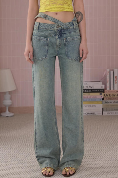 Summer Chic Cross-Waist Jeans