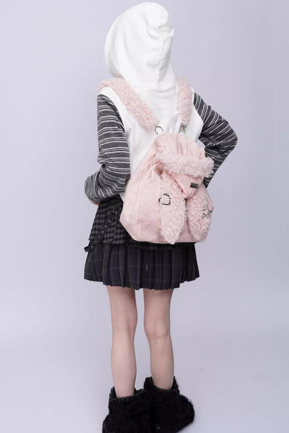 Cute Furry Rabbit Ear Backpack