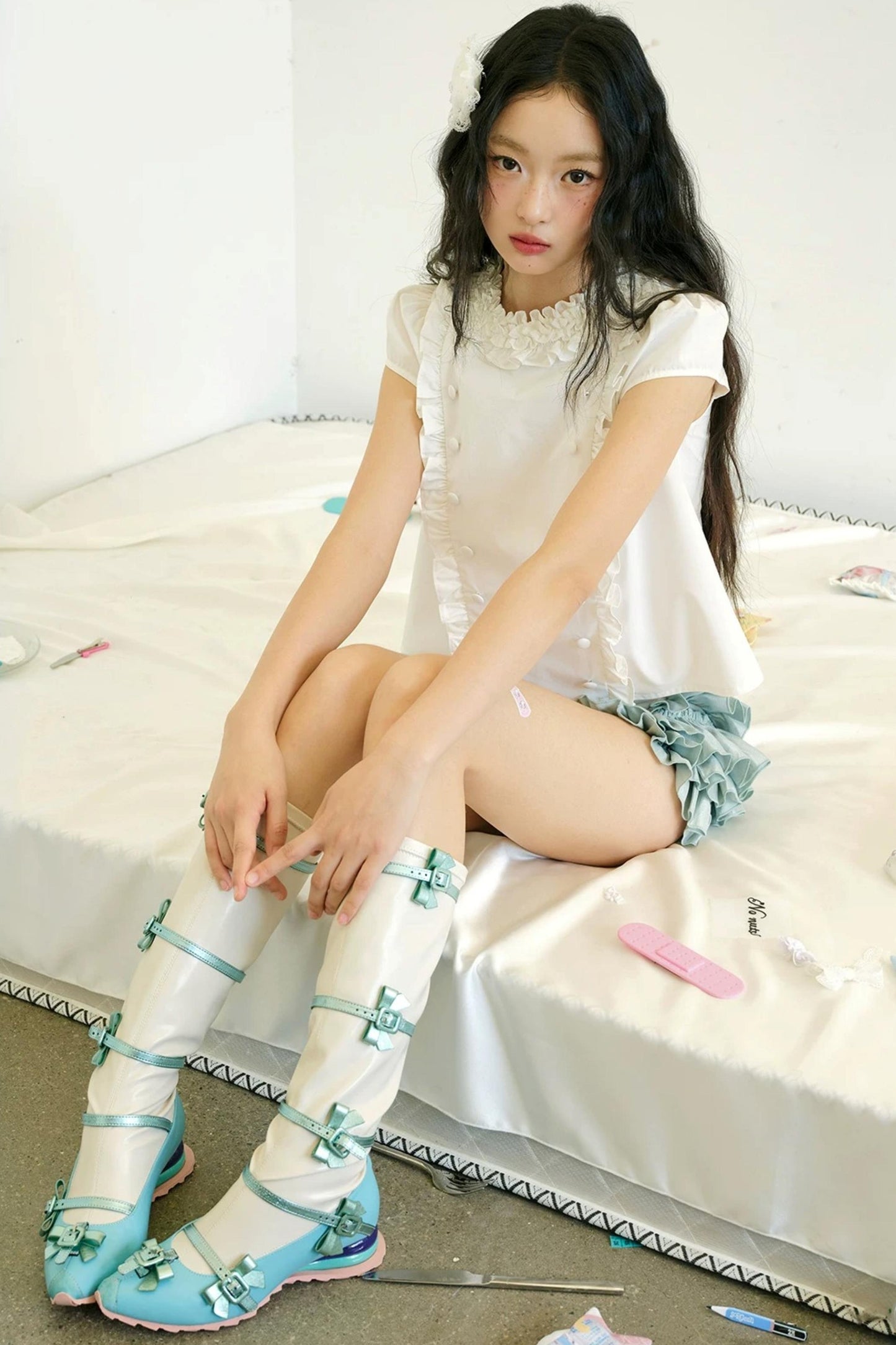 Lace Puff Sleeve White Top