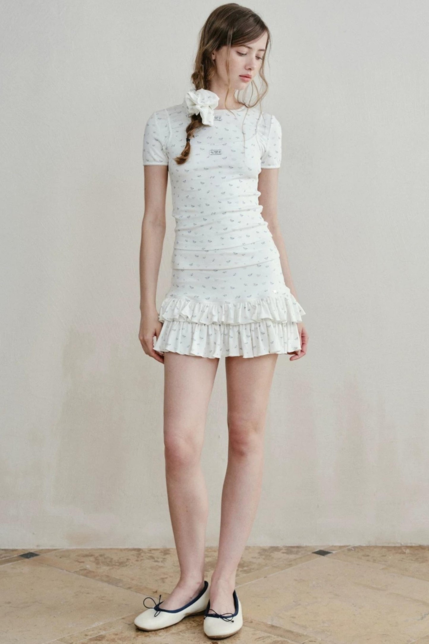 Lace-Trimmed Blueberry Two-Piece Set