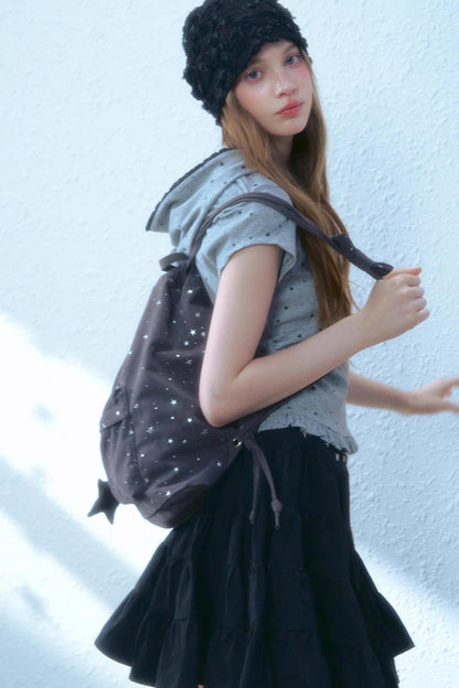 Silver Stars Drawstring Backpack