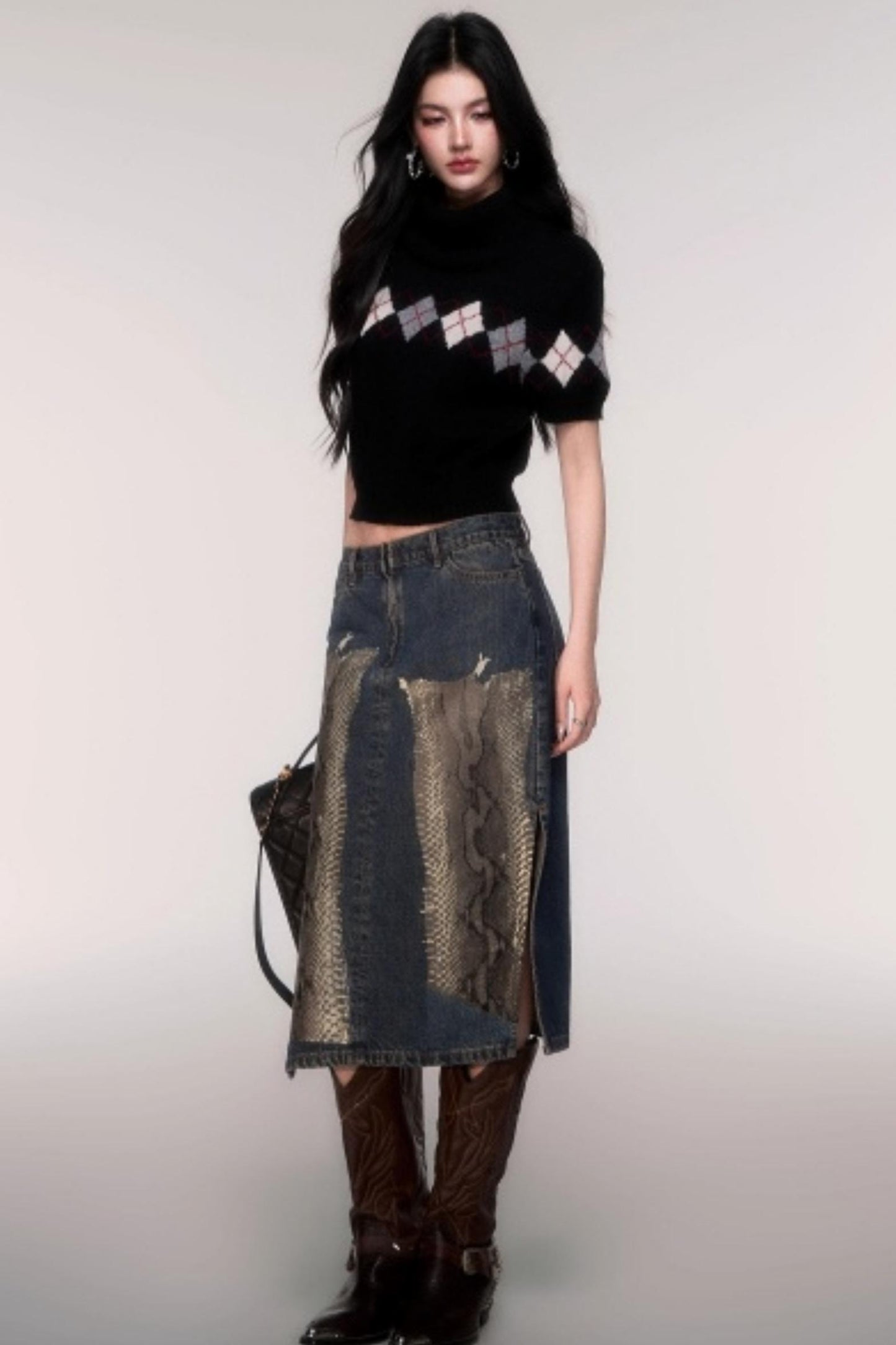 High Neck Short Sleeve Sweater