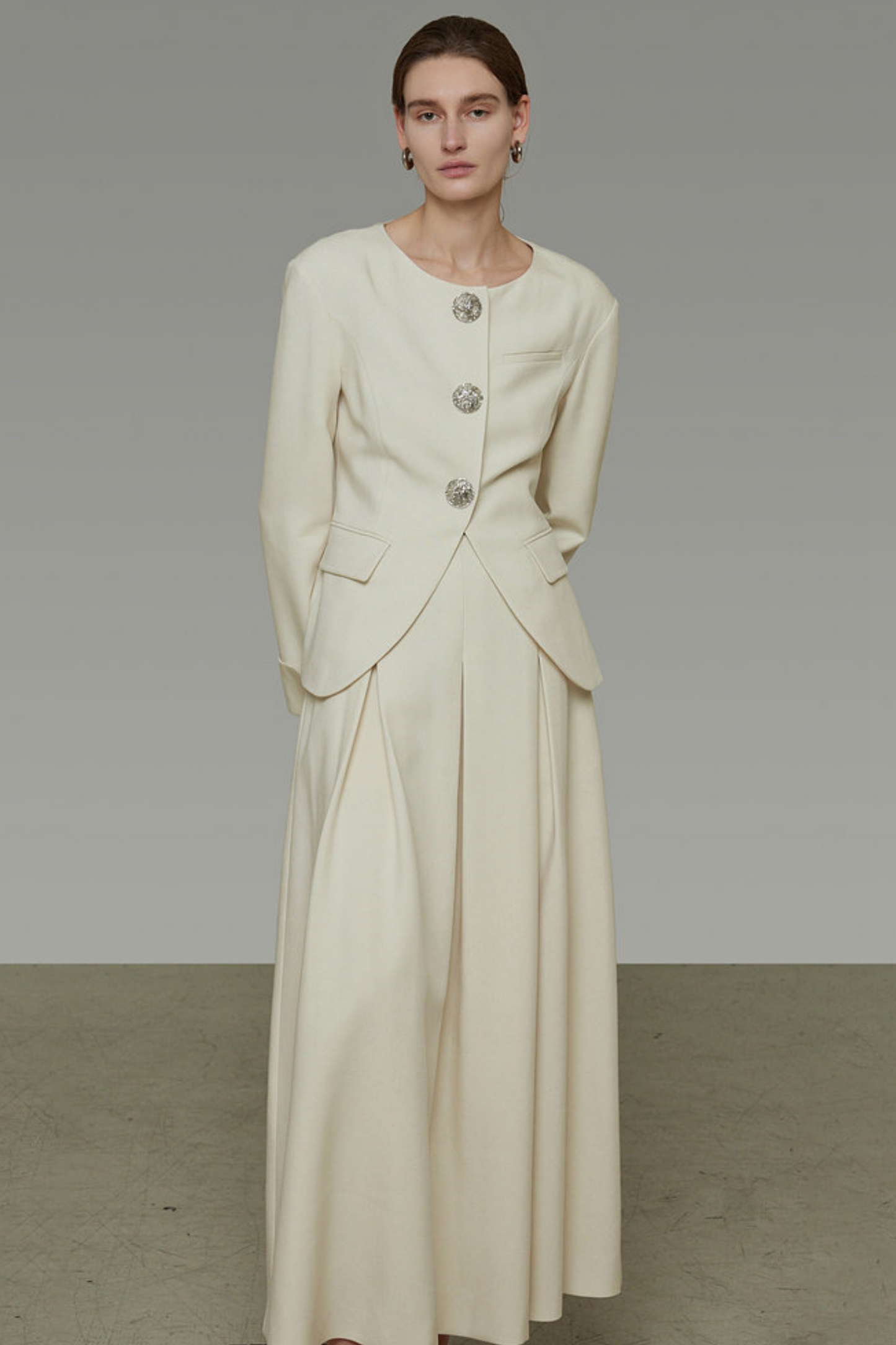 Collarless Slim-Fit Two-Piece Set-Up