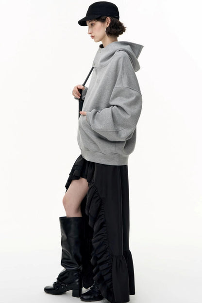 Casual Large Zip Hooded Cardigan