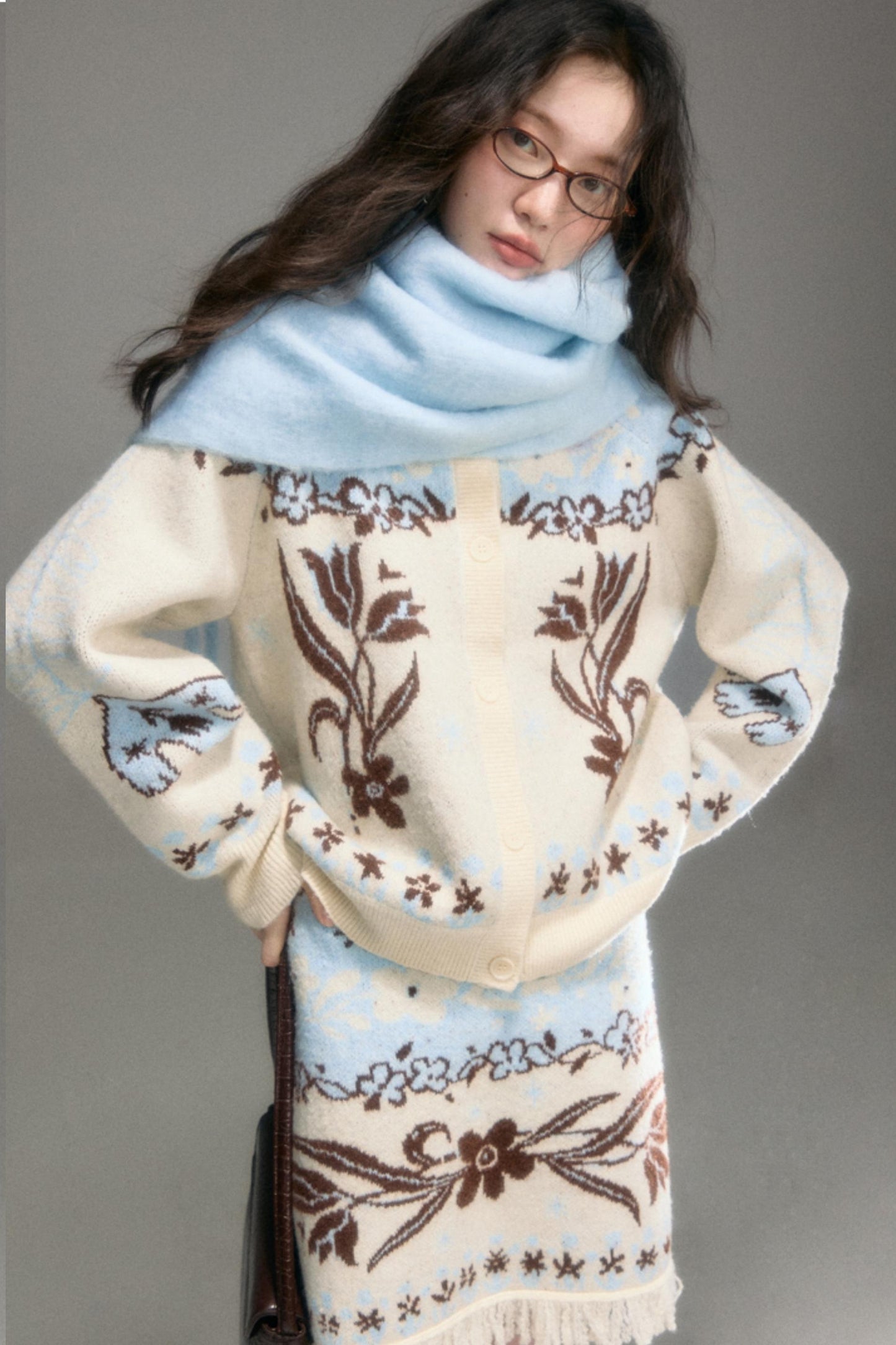 Paradise Jacquard Tulip Cardigan Set-Up