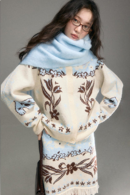 Paradise Jacquard Tulip Cardigan Set-Up