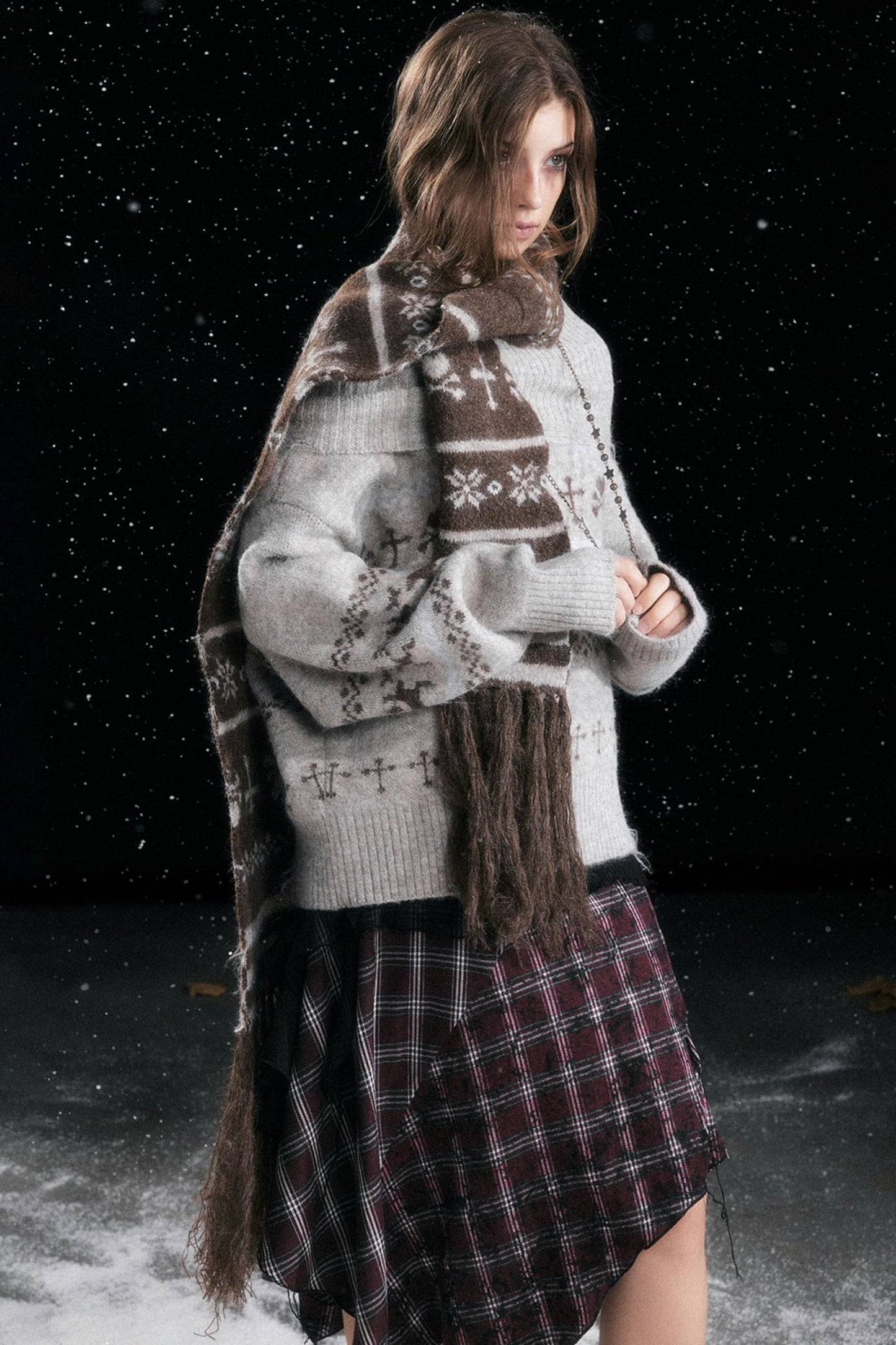 Fair Isle Wave Jacquard Scarf