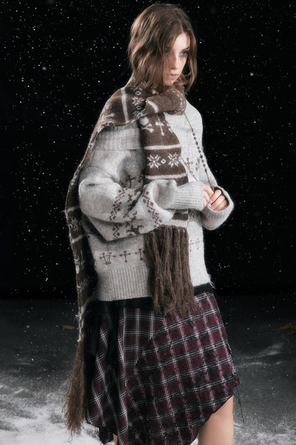 Fair Isle Wave Jacquard Scarf