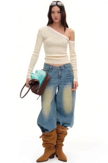 Vintage-Jeans mit weitem Bein