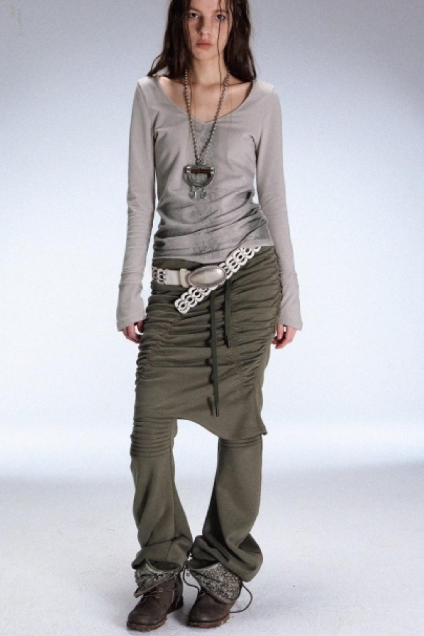 Pleated Layered Scimitar Pants