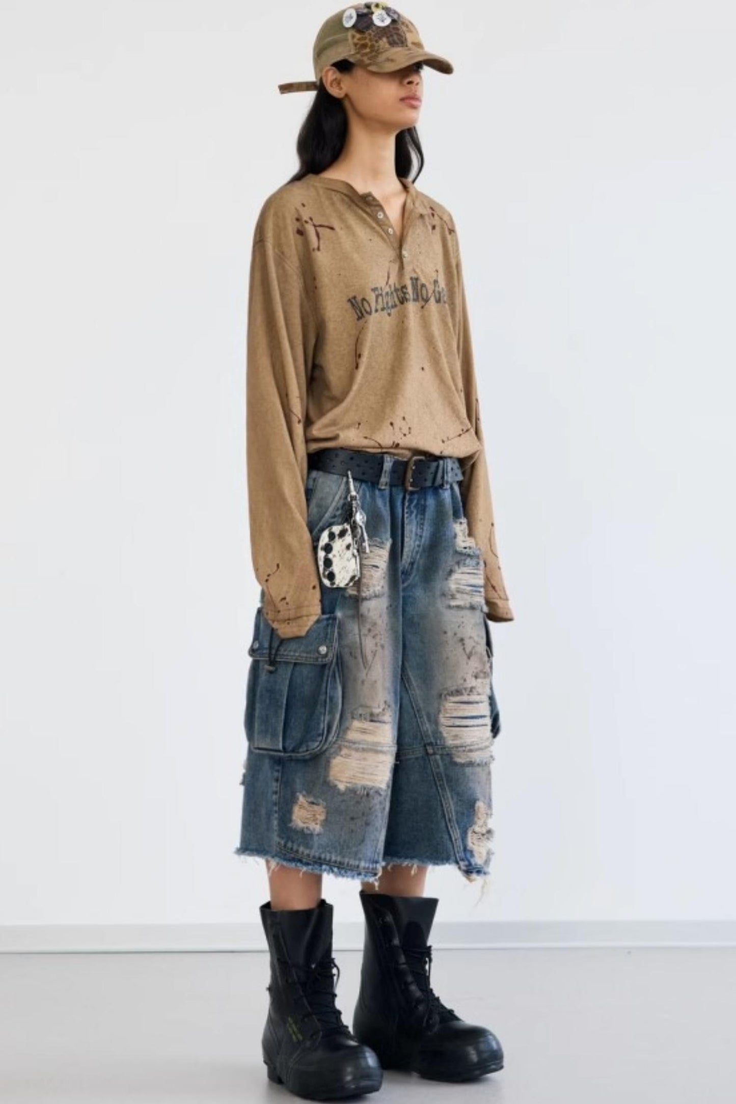 Vintage Splash Ink Henley Tee