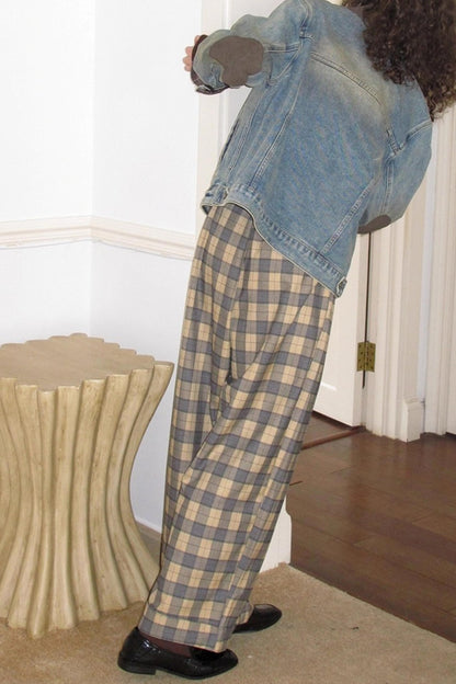 British Plaid Loose Trousers