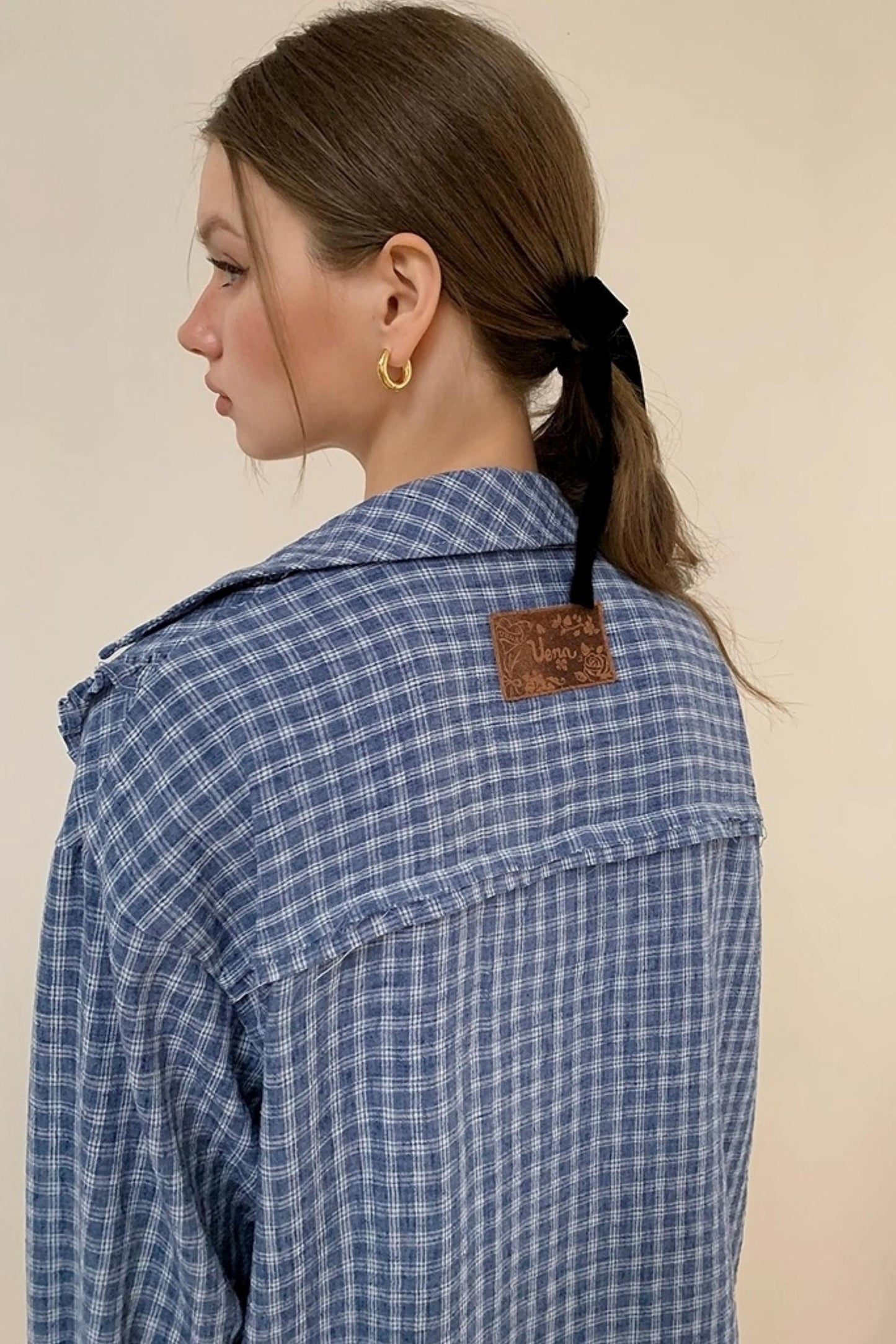 Contrast Fake Two-Piece loose Shirt